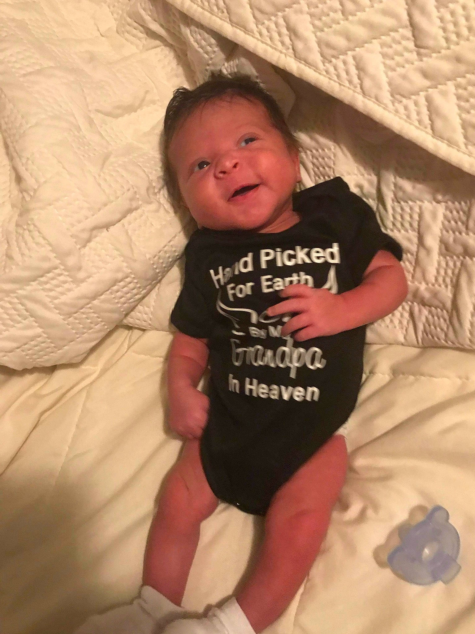 Malaki joined the competition — help win amazing prizes! abdomen, baby, baby_toddler_clothing, barefoot, bed, bed_sheet, bedding, bedroom, comfort, linens, nightwear, nose, person, skin, toddler