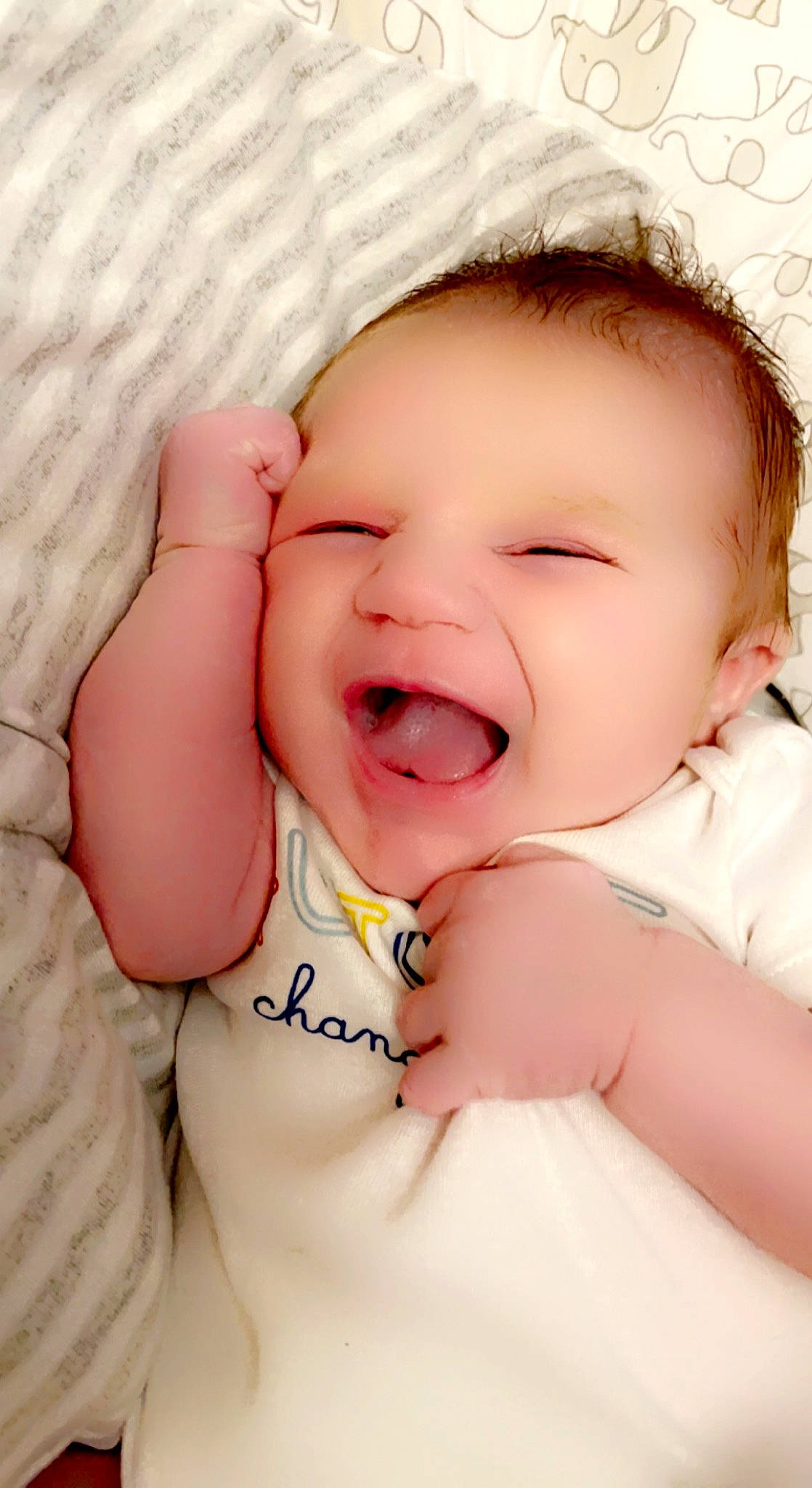 Bryson joined the competition — help win amazing prizes! baby, baby_toddler_clothing, cheek, chin, comfort, eye, eyebrow, face, gesture, happy, head, iris, lip, mouth, neck, nose, person, pink, skin, smile