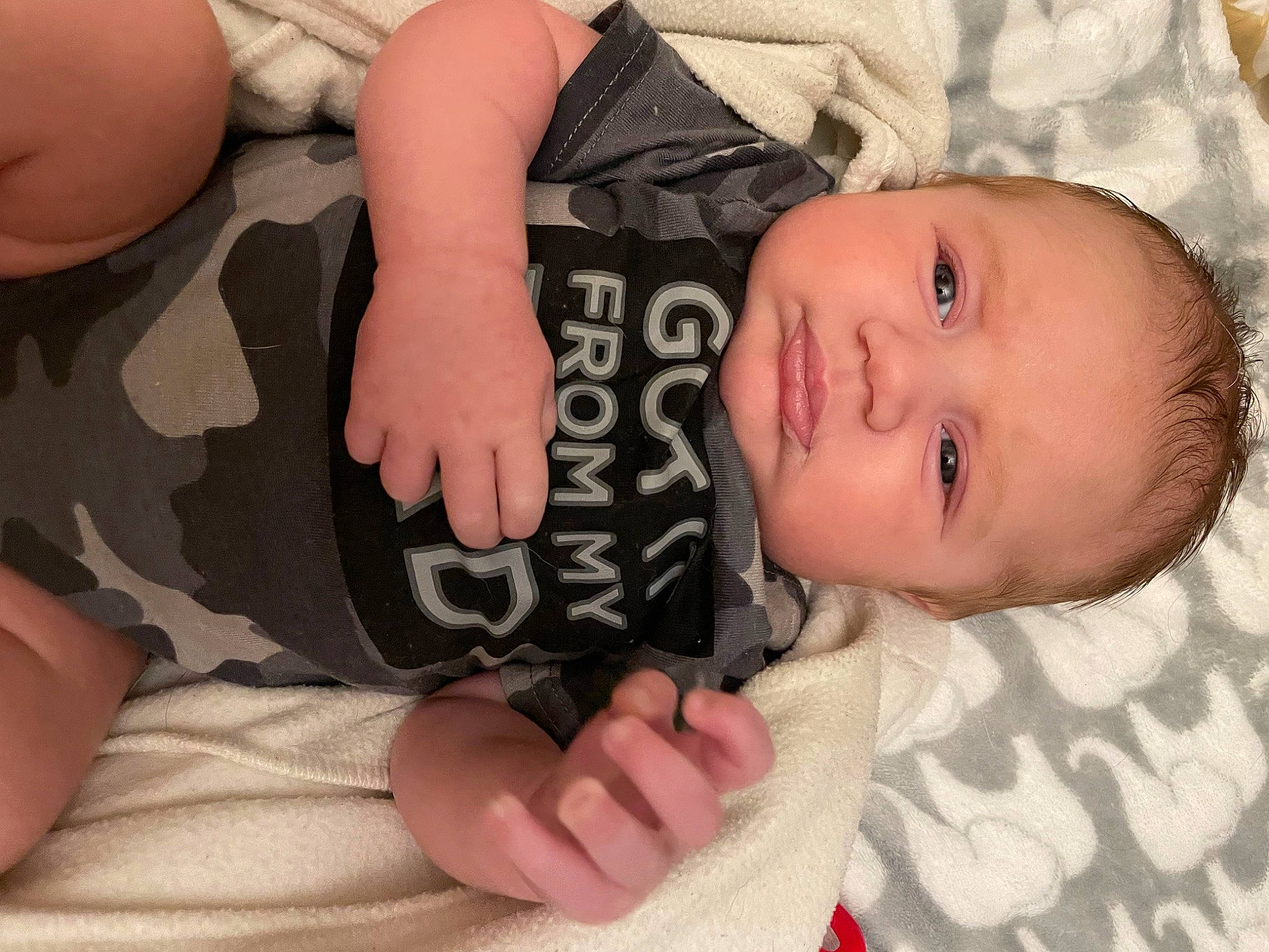 Bryson joined the competition — help win amazing prizes! arm, baby, baby_toddler_clothing, cheek, child, chin, comfort, facial_expression, finger, gesture, human_body, lip, mammal, mouth, nose, person, skin, sleeve, textile, toddler