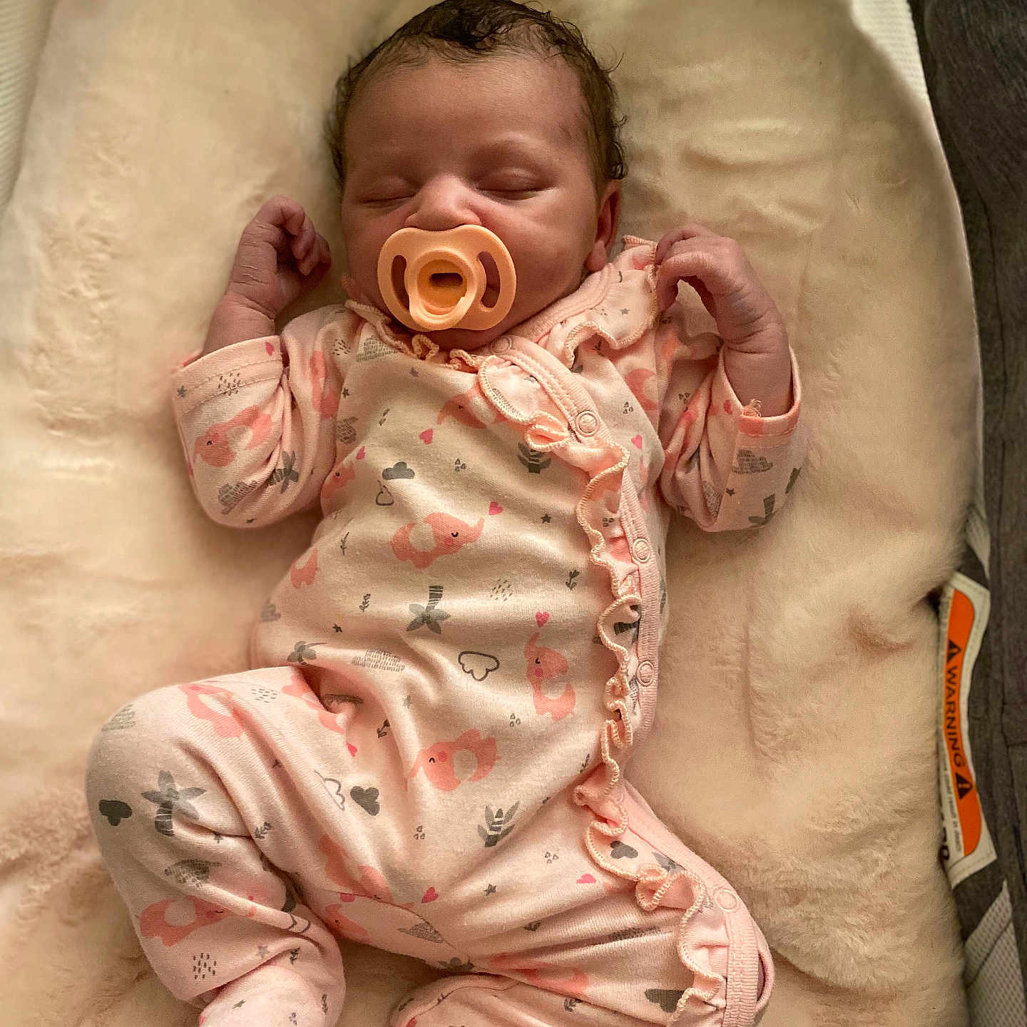 Nalayshia joined the competition — help win amazing prizes! adorable, baby, child, closed_eyes, cozy, cute, footed_pajamas, indoors, infant, lying_down, newborn, onesie, pacifier, peaceful, pink_clothing, plush, resting, sleeping, small_hands, soft_blanket