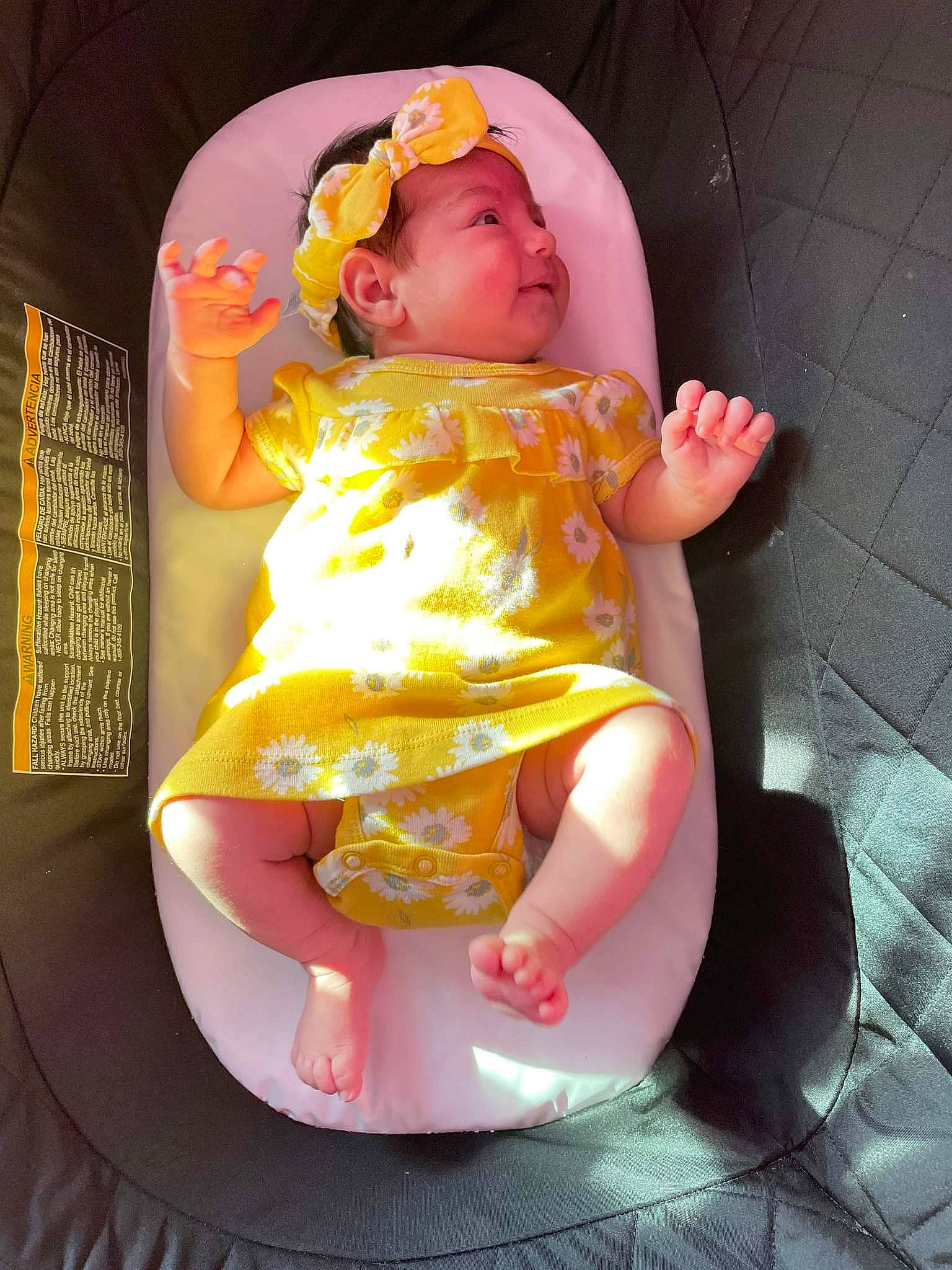 Ana joined the competition — help win amazing prizes! baby, baby_sleeping, baby_toddler_clothing, beauty, cheek, child, comfort, dress, finger, fun, headgear, headwear, iris, lip, mouth, nose, orange, person, pink, skin