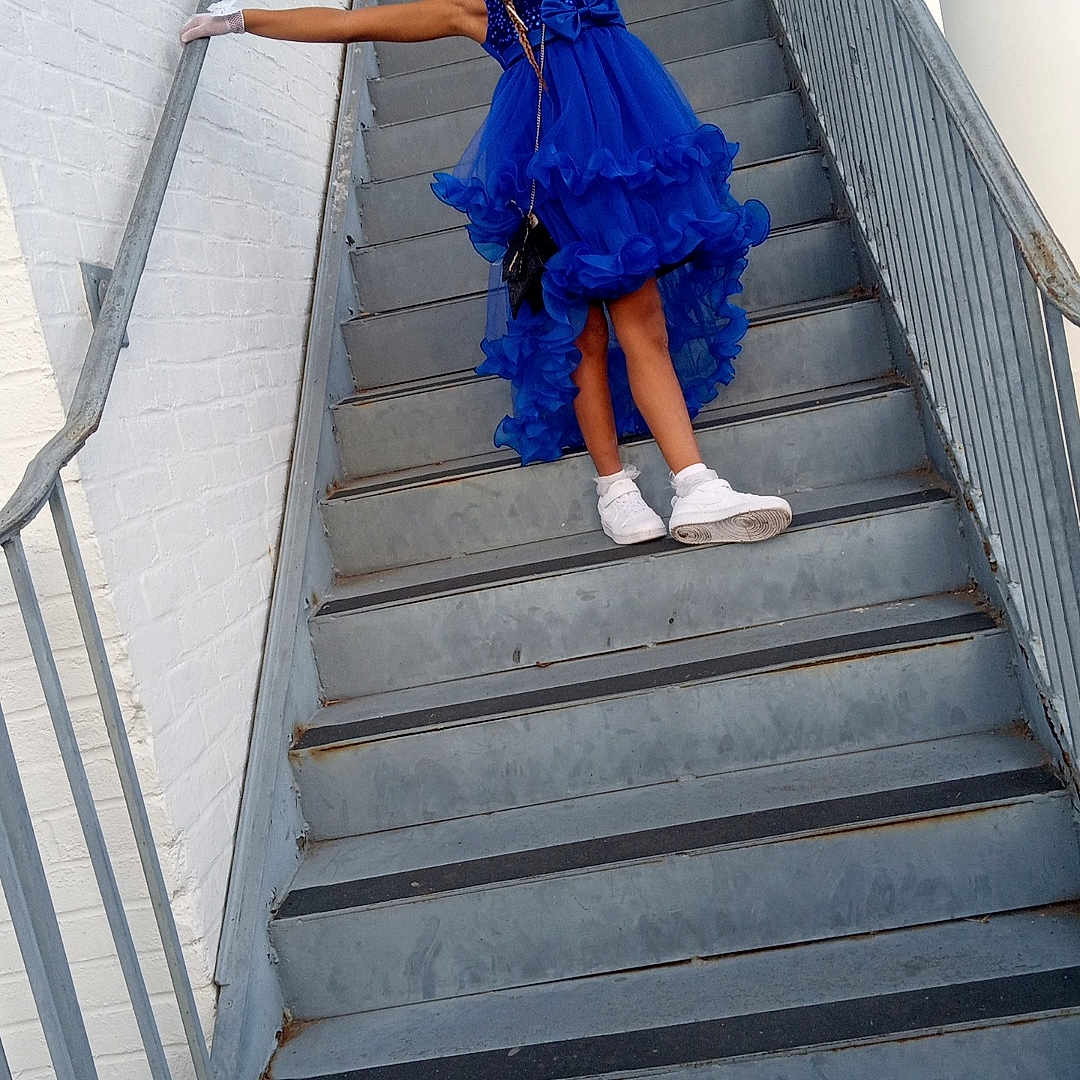 Takayla joined the competition — help win amazing prizes! architecture, building, child, clothing, dress, eveningdress, face, fashion, female, footwear, formalwear, girl, glove, gown, handrail, house, housing, person, shoe, staircase