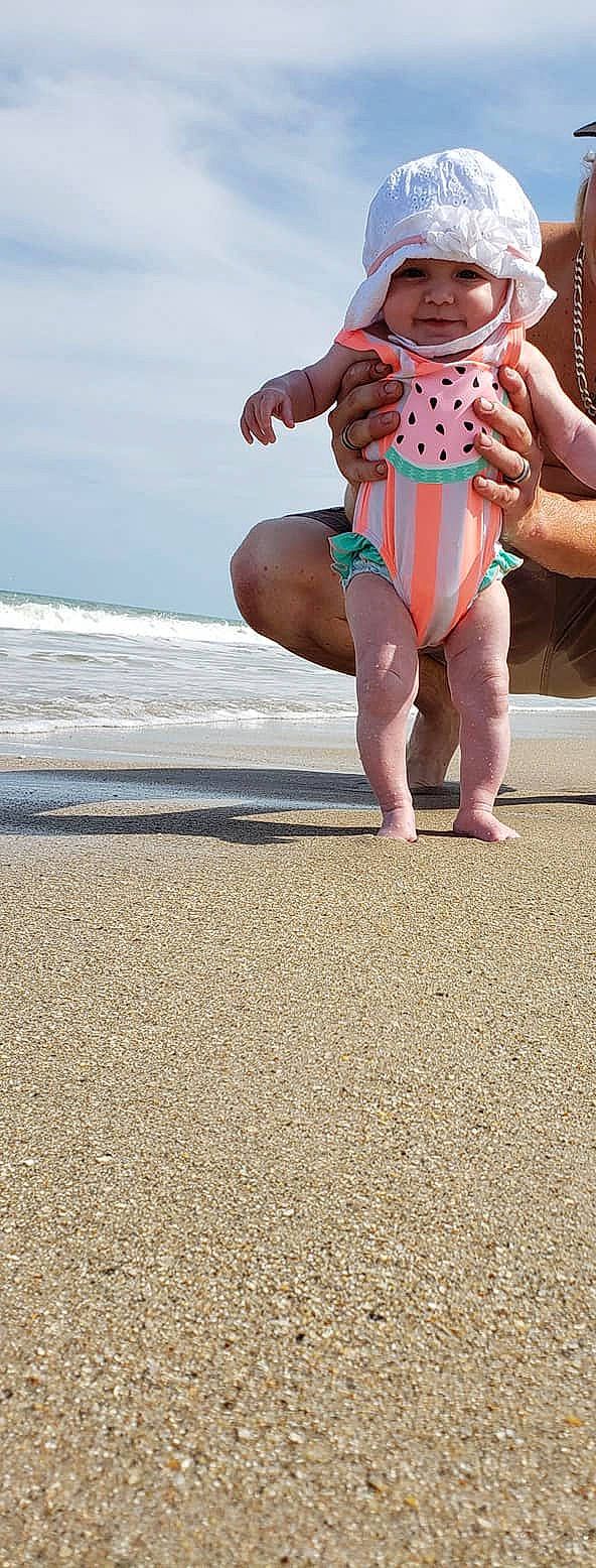 Tinley joined the competition — help win amazing prizes! barefoot, beach, child, foot, fun, hand, headwear, human_body, human_leg, joint, knee, leg, person, play, sand, sea, sitting, summer, sun_tanning, thigh