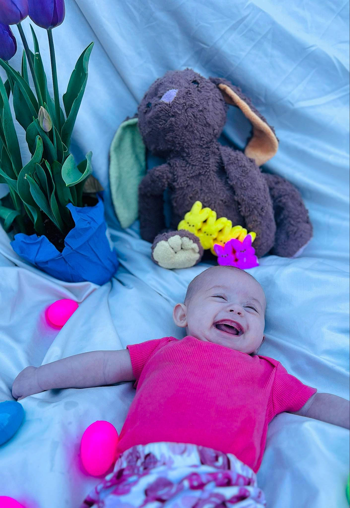 Brinnley is registered to the contest to win money with this photo: azure, baby, blue, comfort, doll, grass, green, happy, leisure, magenta, organ, person, photograph, pink, purple, snapshot, stuffed_toy, textile, toddler, toy