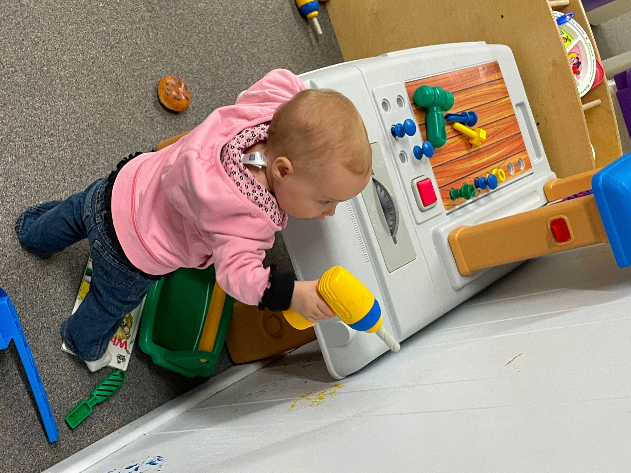 Kinsley is registered to the contest to win money with this photo: baby, baby_playing_with_toys, baby_products, baby_toddler_clothing, baby_toys, child, comfort, floor, flooring, fun, infant_bed, leisure, person, plastic, play, recreation, room, sitting, toddler, toy