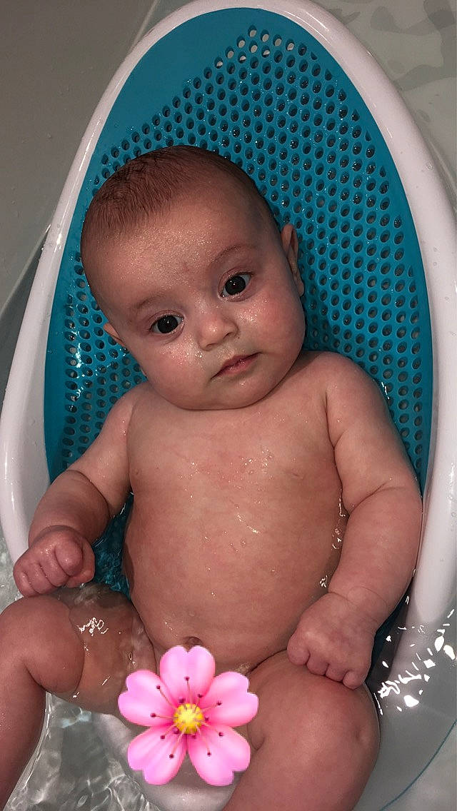 Ella-mae is registered to the contest to win money with this photo: baby, baby_bathing, bathing, bathtub, cheek, child, eye, iris, person, product, skin, toddler