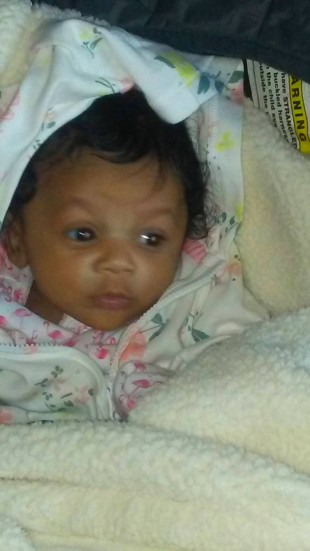 Zy'Aire Torrence is registered to the contest to win money with this photo: bedtime, black_hair, cheek, child, day, eye, face, forehead, girl, head, infant, iris, mouth, nose, person, product, skin, toddler