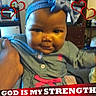Oshealaya Guzman is registered to the contest to win money with this photo: baby, background, child, close_up, decorative_overlay, dresser, eyes, face, furniture, gray_clothing, hearts, home, indoor, infant, looking_at_camera, photograph, pink_bow, portrait, sitting, text_overlay