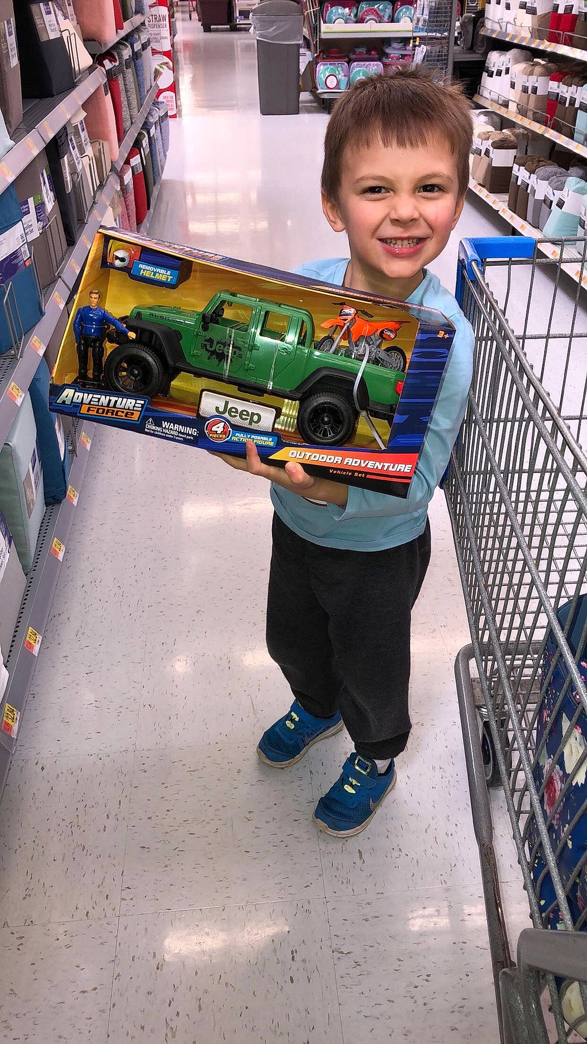 Jamison joined the competition — help win amazing prizes! car, child, joy, person, supermarket, toddler, toy, vehicle