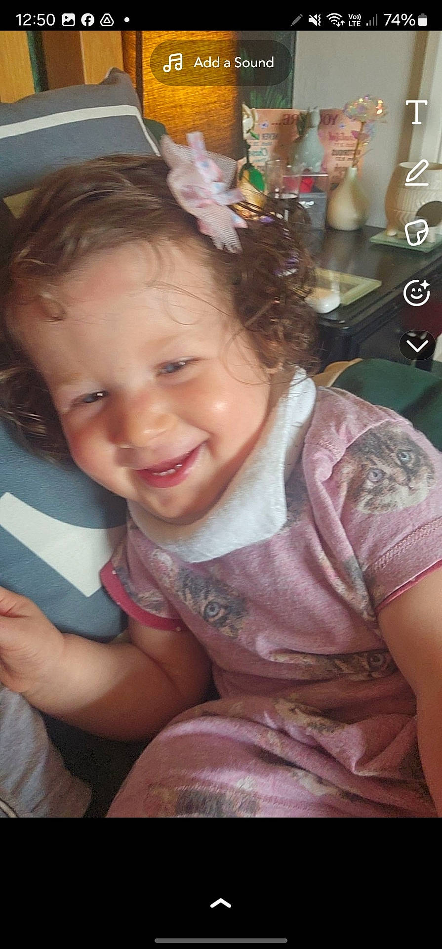 Ivy joined the competition — help win amazing prizes! baby, bodypart, clothing, cream, cushion, face, happy, head, homedecor, jar, laughing, mouth, person, photography, plant, portrait, pottedplant, smile, t_shirt, teeth