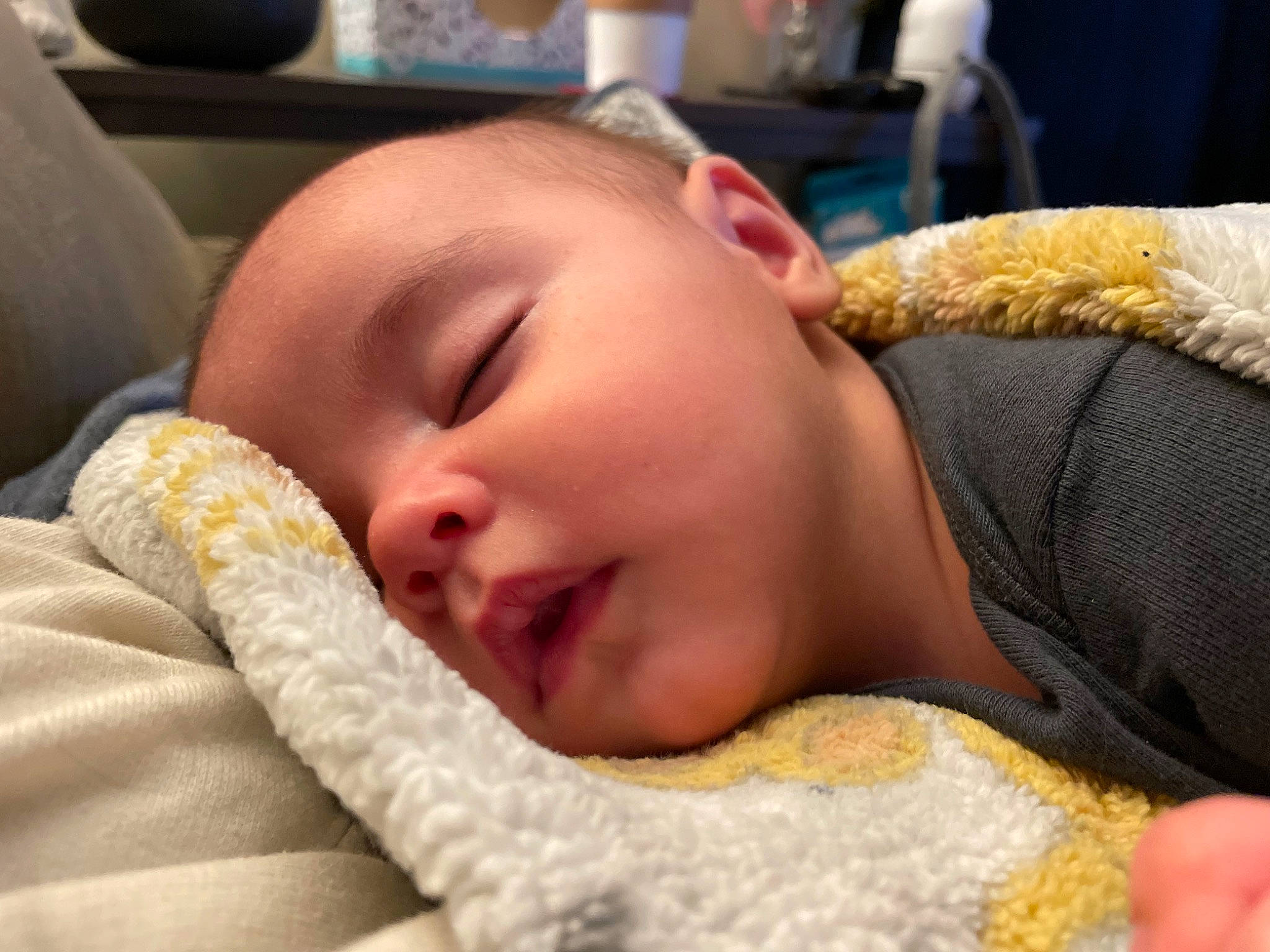 Kohen is registered to the contest to win money with this photo: baby, baby_sleeping, bedtime, cheek, child, chin, comfort, eyebrow, eyelash, gesture, happy, linens, lip, mouth, nap, nose, person, skin, sleep, thumb