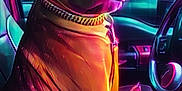 Ace joined the competition — help win amazing prizes! dog, pet, animal, car_interior, seat, collar, neon_lighting, window, steering_wheel, leather_seat, portrait, sitting, vehicle, bright_colors, close_up, indoor, canine, looking_away, glowing, modern