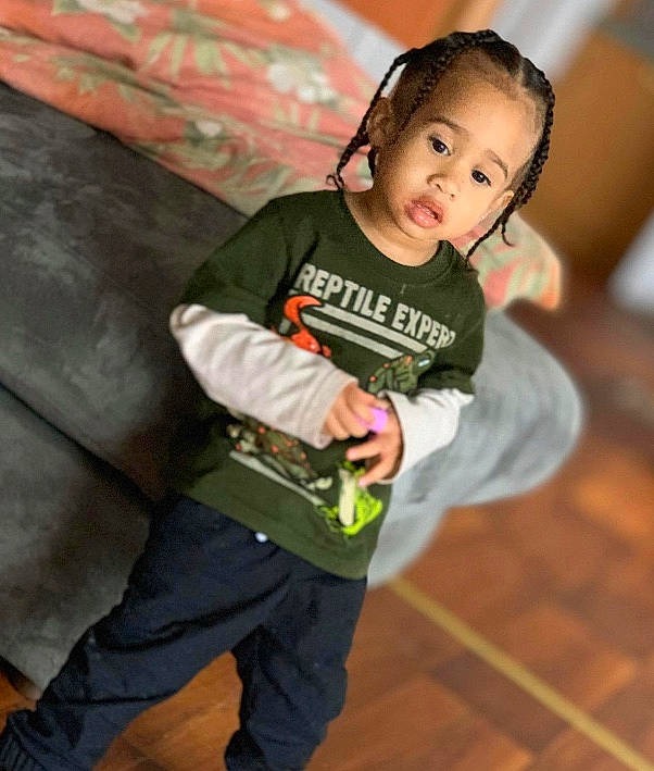 Amari is registered to the contest to win money with this photo: child, child_model, cool, jeans, person, play, smile, t_shirt, toddler