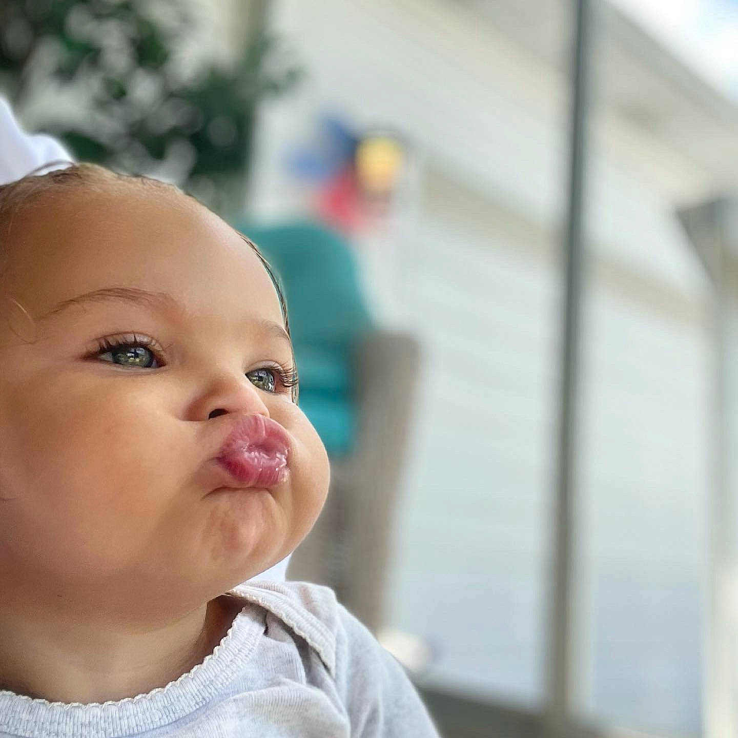 Kamarii is registered to the contest to win money with this photo: baby, baby_toddler_clothing, cheek, child, ear, eye, eyelash, fun, happy, iris, lip, nose, person, portrait_photography, sitting, skin, toddler