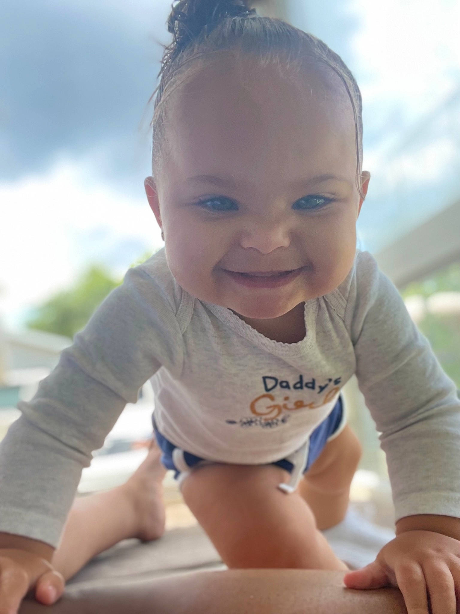 Kamarii joined the competition — help win amazing prizes! baby_toddler_clothing, cheek, cloud, face, finger, fun, grass, hand, happy, iris, joy, leg, leisure, nose, person, skin, sky, sleeve, smile, standing