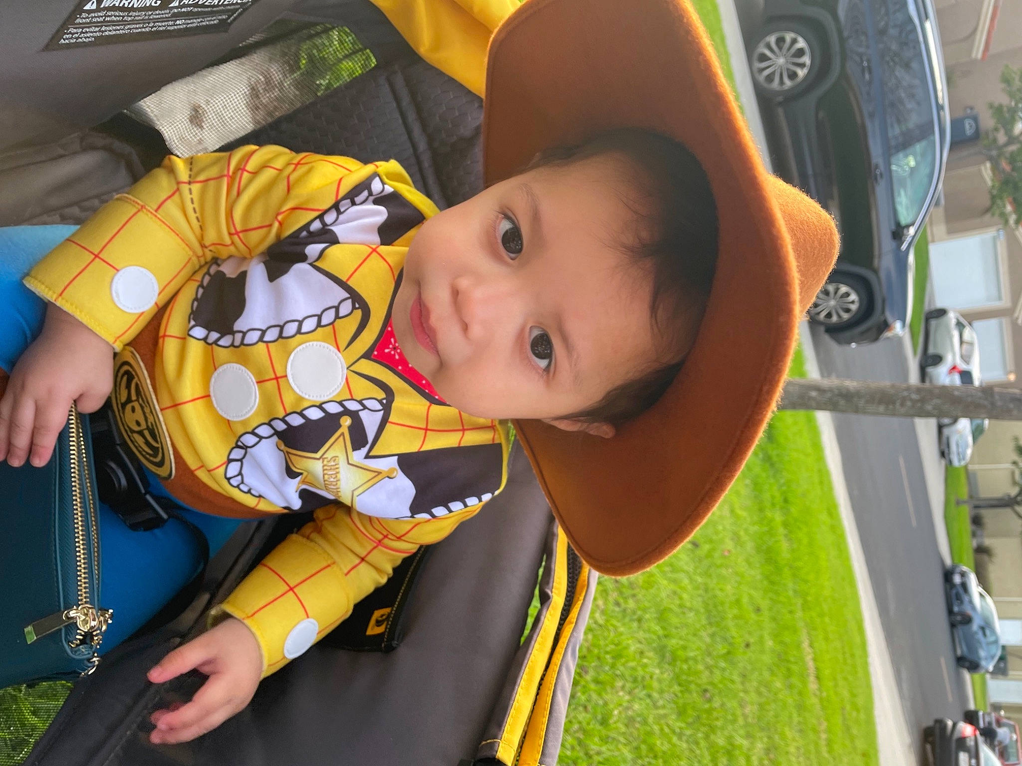 Ryder joined the competition — help win amazing prizes! auto_part, baby, baby_products, car, car_seat, child, cool, fashion_accessory, fun, grass, happy, hat, pattern, person, personal_protective_equipment, plant, recreation, toddler, vacation, vehicle_door