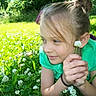 Grace joined the competition — help win amazing prizes! child, girl, flower, clover, grass, greenery, nature, outdoor, summer, meadow, portrait, young, casual_clothing, daylight, relaxed, holding, hands, cute, happy, sunlight