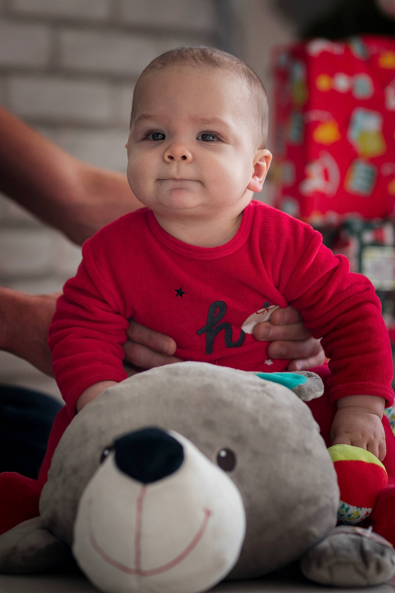 Malo participe au concours pour gagner de l'argent avec cette photo : baby, baby_playing_with_toys, baby_products, baby_toddler_clothing, baby_toys, cheek, child, ear, organ, person, play, plush, product, sitting, skin, snout, stuffed_toy, textile, toddler, toy