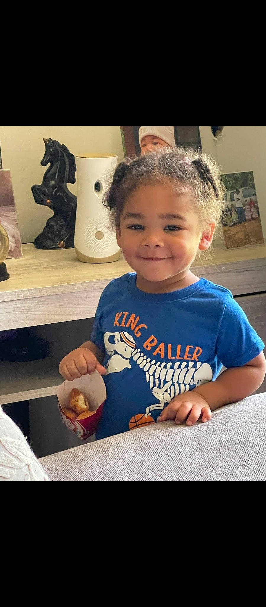 Javier joined the competition — help win amazing prizes! baby, baby_toddler_clothing, child, chin, cool, eyewear, fun, gesture, happy, joy, person, play, room, sitting, sleeve, smile, t_shirt, thumb, toddler, vacation