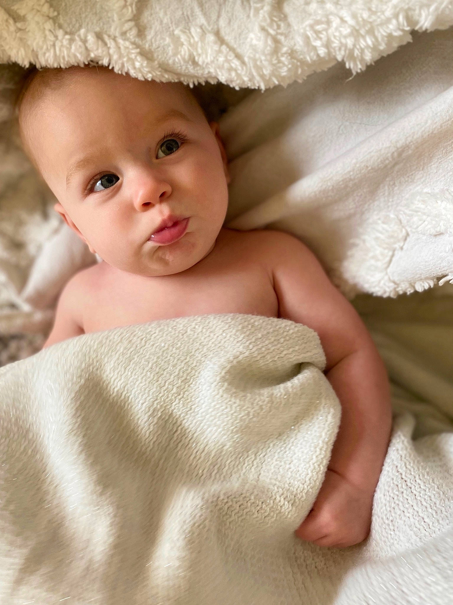 Rilee joined the competition — help win amazing prizes! baby, baby_sleeping, bedding, beige, blanket, cheek, child, eye, face, fur, hand, head, linens, nose, person, photography, skin, textile, toddler