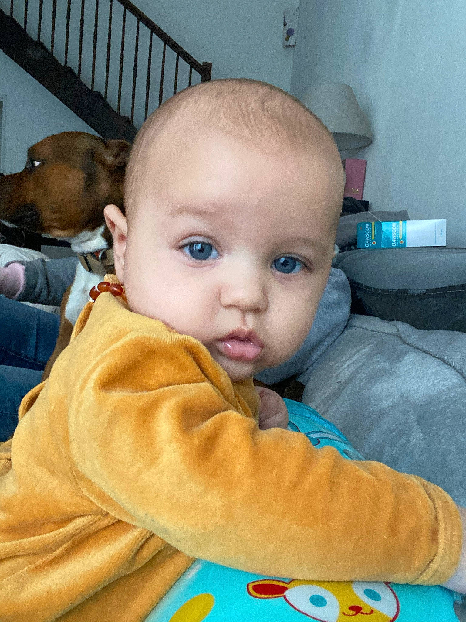 Gabriel a rejoint le concours — aidez-le/la à gagner de superbes lots ! baby, baby_products, baby_toddler_clothing, blue, car_seat, cheek, child, comfort, eyebrow, flooring, fun, iris, linens, mouth, nose, outerwear, person, product, skin, sleeve