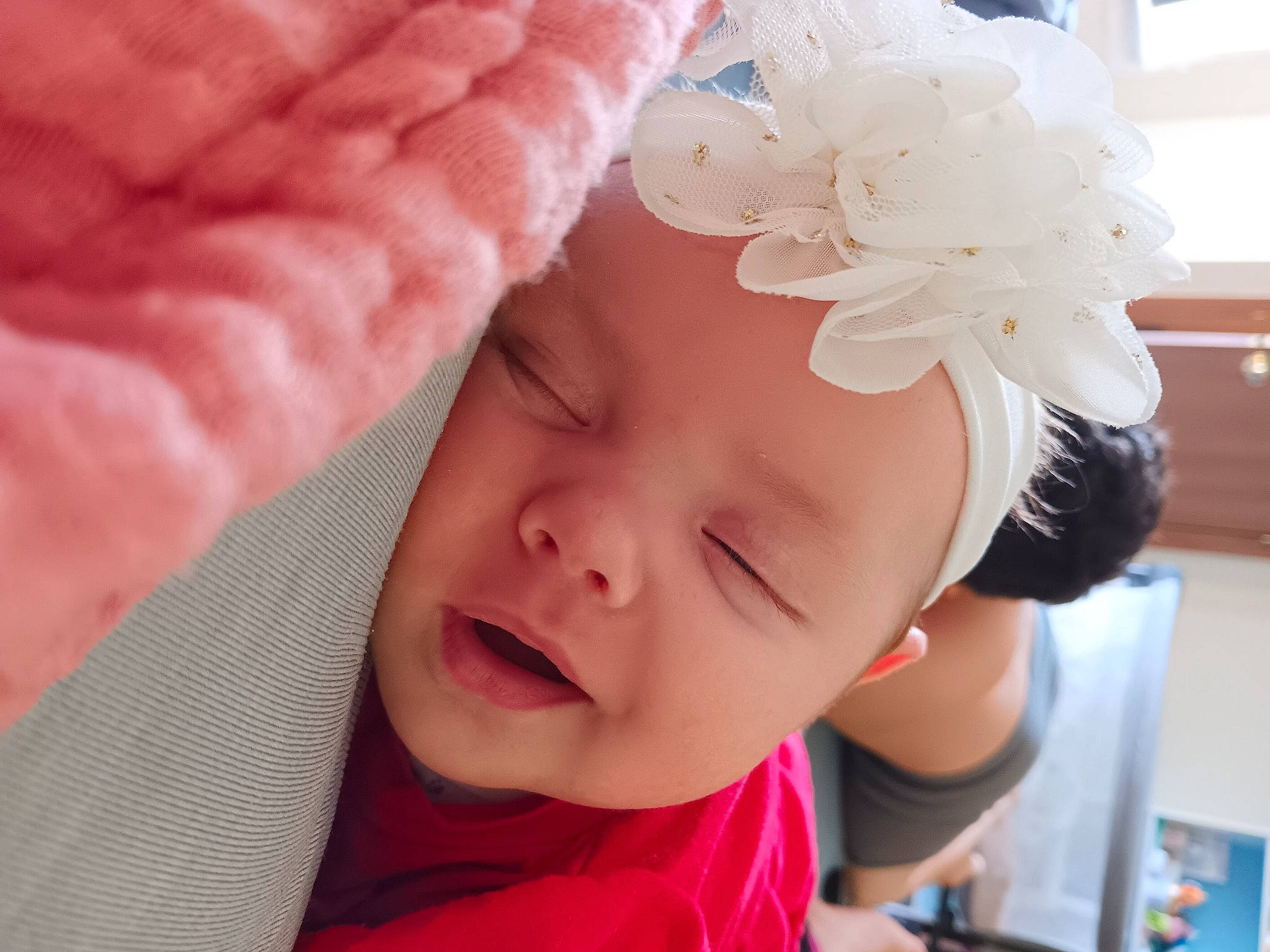 Hannah joined the competition — help win amazing prizes! baby, baby_toddler_clothing, cheek, child, comfort, ear, eyebrow, eyelash, finger, gesture, hair, happy, headgear, headpiece, headwear, lip, nose, person, pink, skin