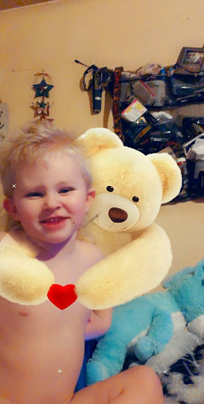 Bailey joined the competition — help win amazing prizes! baby_toys, cheek, child, happy, joy, nose, person, plush, skin, smile, stuffed_toy, teddy_bear, toddler, toy