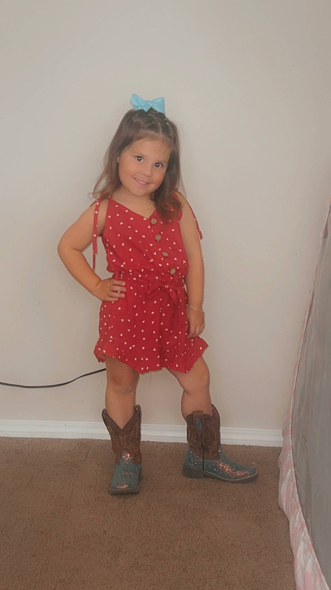 Kenzlee joined the competition — help win amazing prizes! brown_hair, child, day_dress, dress, embellishment, face, fashion_design, fawn, flooring, fun, hair, human_leg, joy, knee, leg, one_piece_garment, pattern, person, sandal, shoe