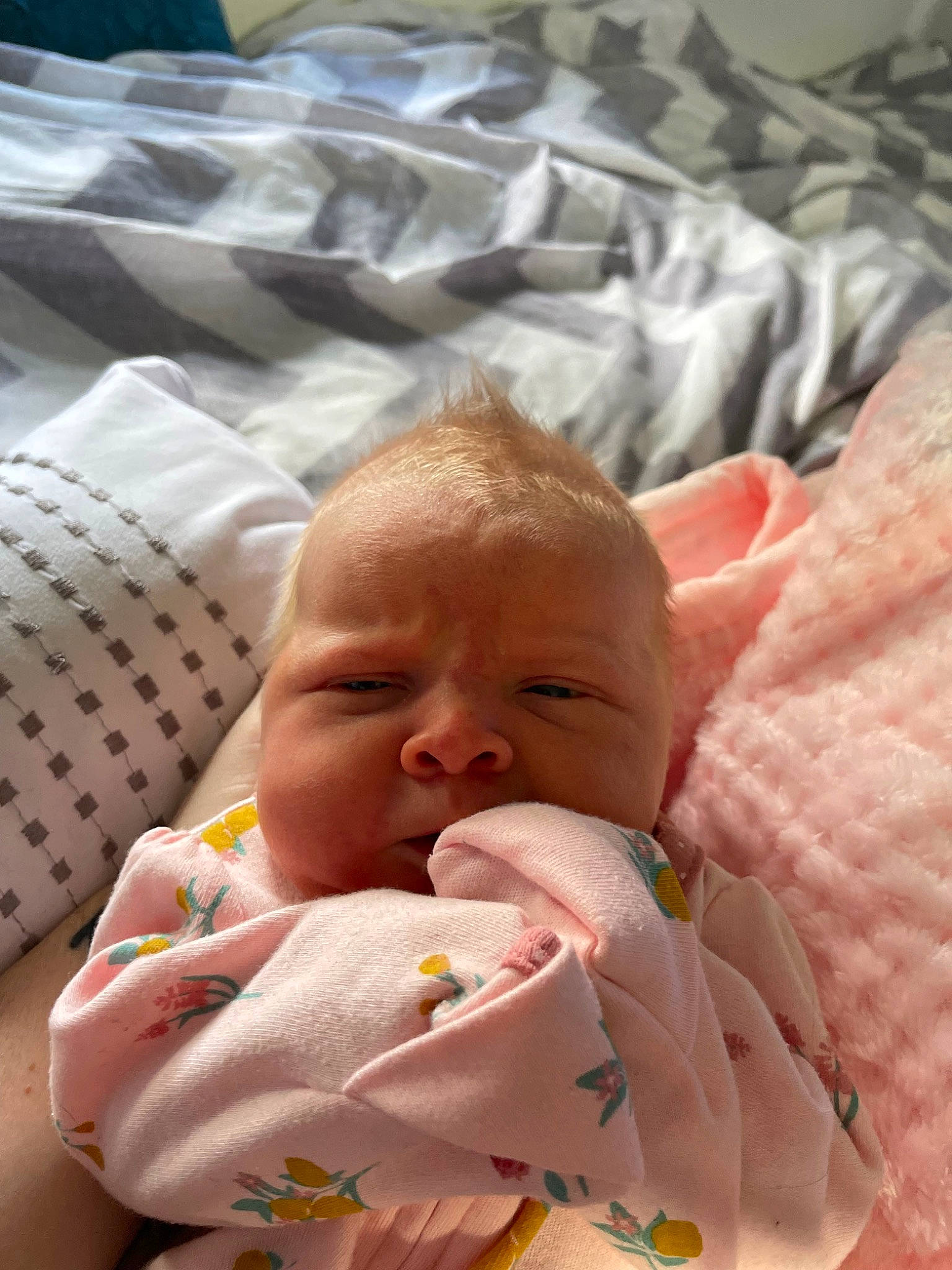 Halle is registered to the contest to win money with this photo: baby, baby_products, baby_toddler_clothing, bedding, bedtime, blanket, cheek, child, childbirth, comfort, event, head, linens, nap, person, room, skin, sleep, textile, thumb