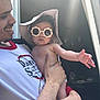 Annaliese joined the competition — help win amazing prizes! accessory, adult, arm, baby, clothing, cute, doorway, expression, fashion, hand, hat, holding, indoor, light, person, portrait, skin, smile, sunglasses, sunlight