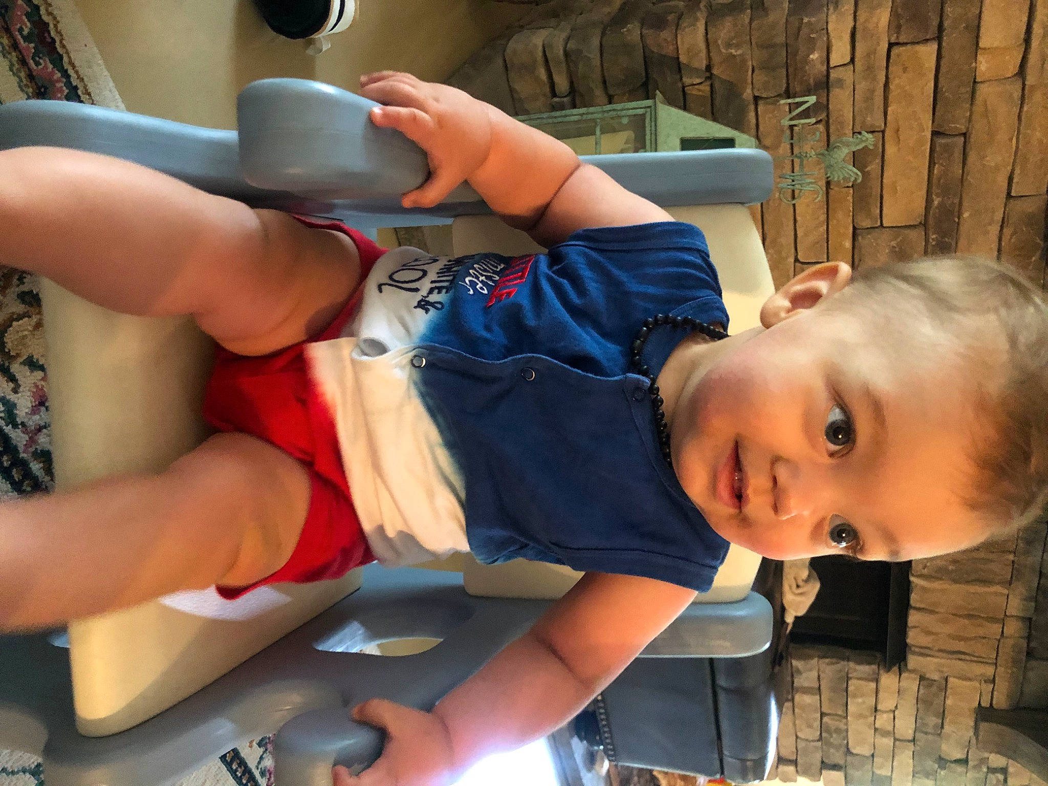 Hank Barrett is registered to the contest to win money with this photo: abdomen, arm, baby, baby_toddler_clothing, chest, child, elbow, fun, happy, human_leg, joint, leisure, mouth, person, smile, t_shirt, thigh, thumb, toddler, trunk