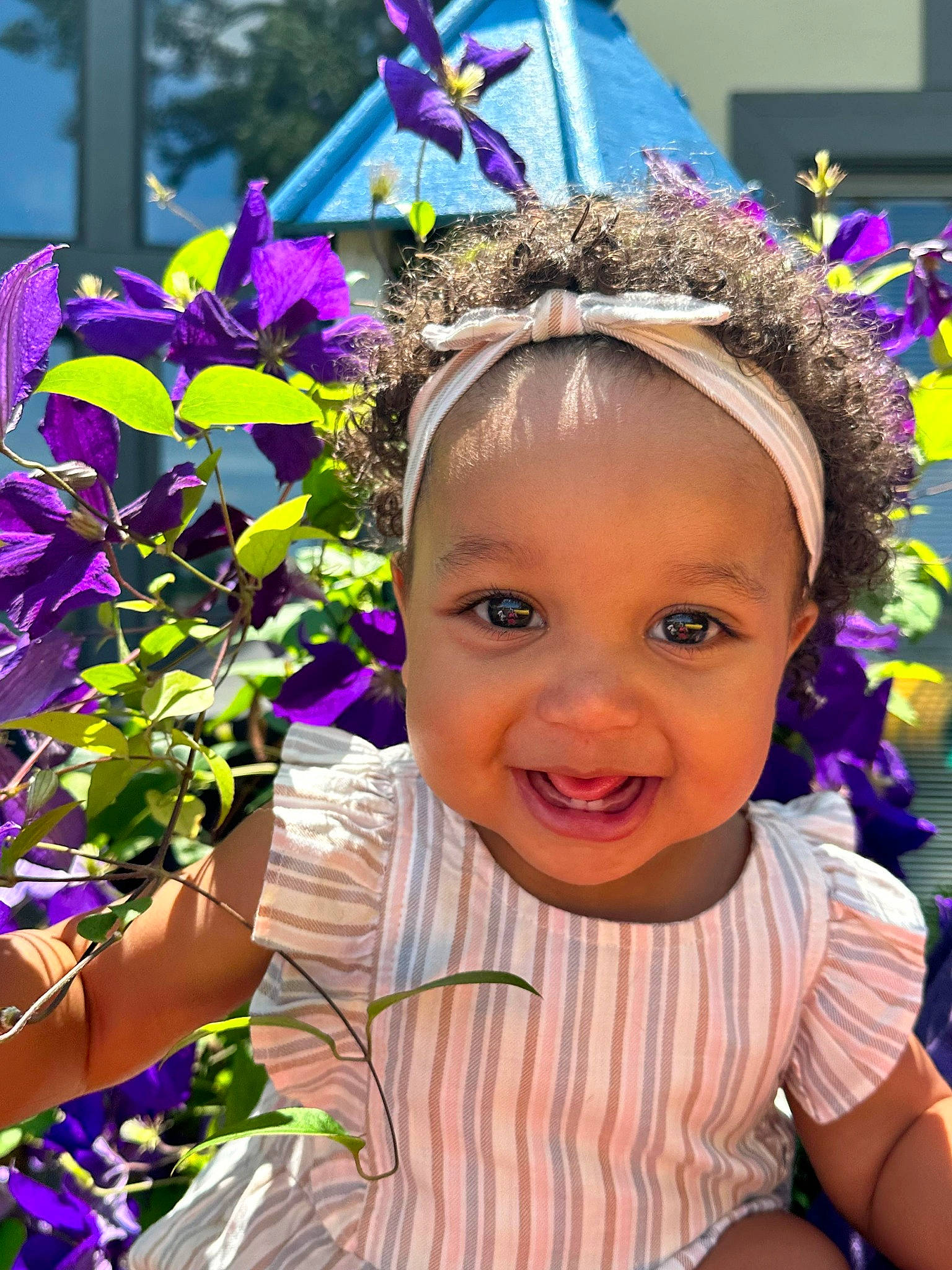 Tiana joined the competition — help win amazing prizes! blue, electric_blue, event, facial_expression, fun, grass, green, happy, headpiece, joy, leisure, magenta, party_supply, people_in_nature, person, pink, plant, purple, smile, summer