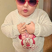Ginevra joined the competition — help win amazing prizes! accessories, baby, bodypart, clothing, face, finger, glasses, hand, head, knitwear, longsleeve, pants, person, photography, portrait, purple, sunglasses, sweater, sweatshirt, t_shirt