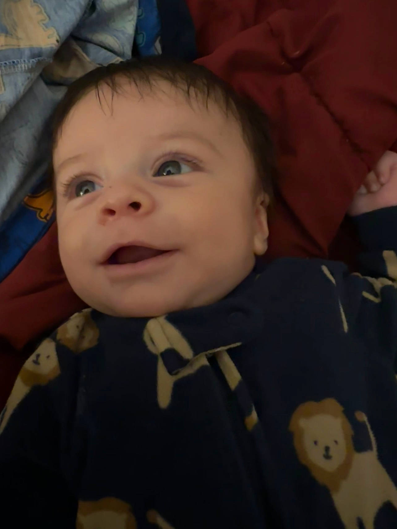 Alexzander is registered to the contest to win money with this photo: baby, brown, cheek, chin, collar, cool, facial_expression, forehead, happy, iris, mammal, nose, outerwear, person, product, skin, sleeve, smile, textile, toddler