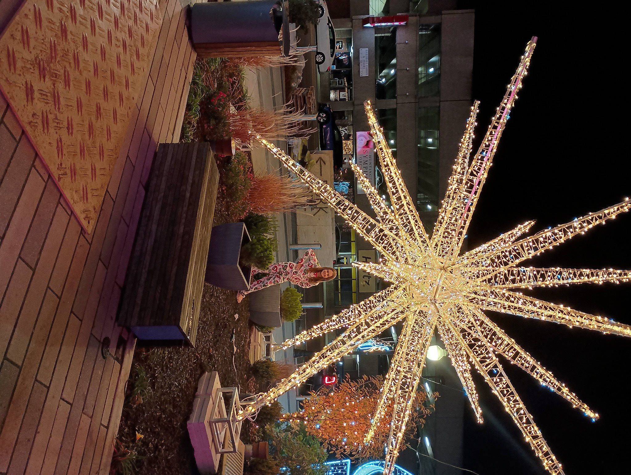 Skylar joined the competition — help win amazing prizes! art, building, christmas_decoration, city, condominium, electricity, event, facade, glass, holiday, joy, metal, metropolis, metropolitan_area, midnight, night, person, space, symmetry, tower_block