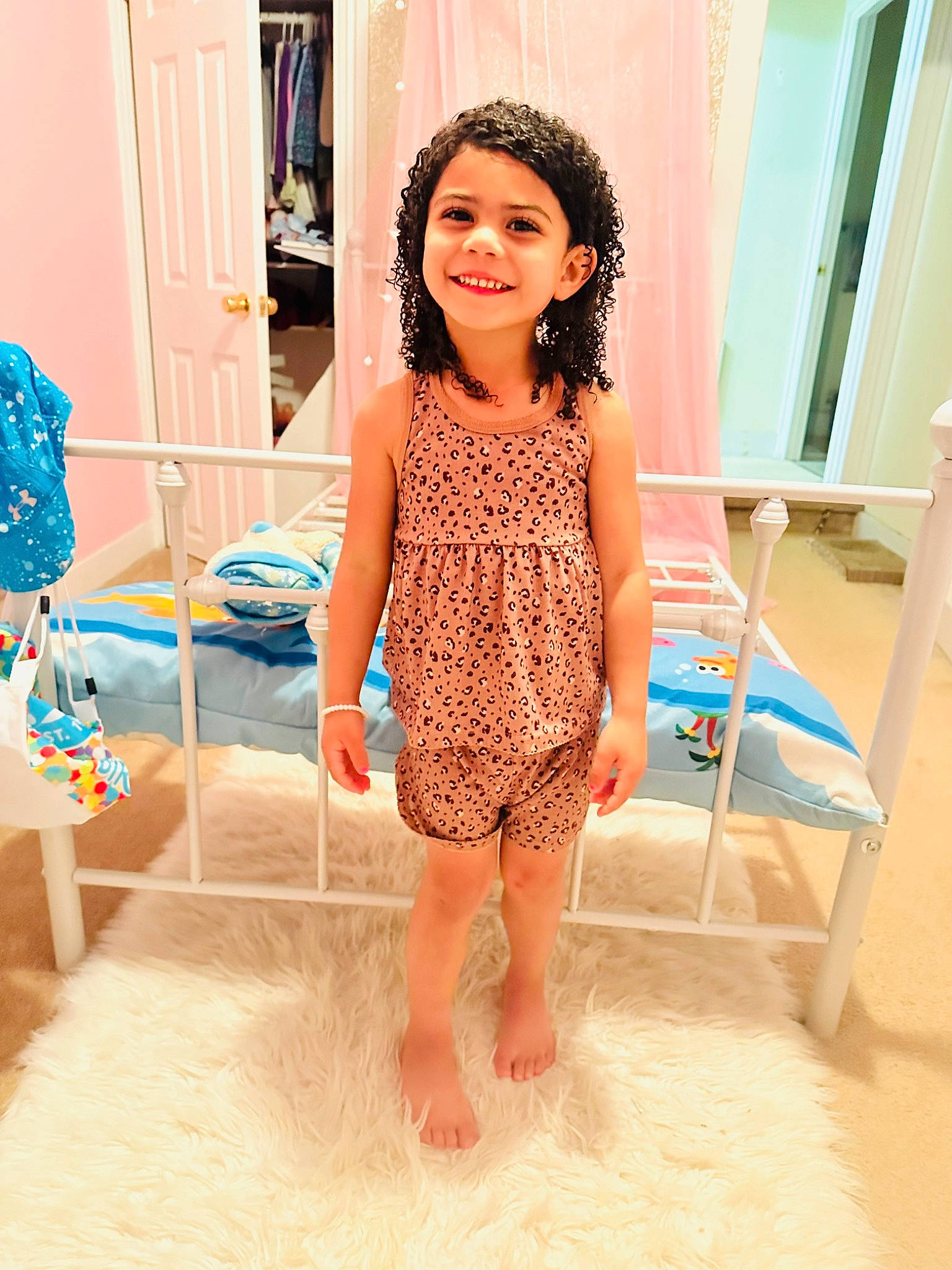 Nathalia is registered to the contest to win money with this photo: aqua, barefoot, bathing, curtain, electric_blue, fashion_design, flooring, foot, hair, happy, human_leg, joint, joy, magenta, pattern, peach, person, sleeve, smile, thigh