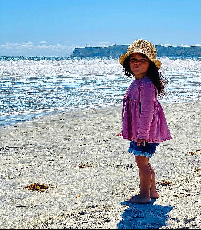 Alexxis is registered to the contest to win money with this photo: azure, beach, blue, coastal_and_oceanic_landforms, happy, hat, headgear, headwear, horizon, joy, leisure, people_in_nature, person, sand, sky, sleeve, smile, standing, summer, sun_hat