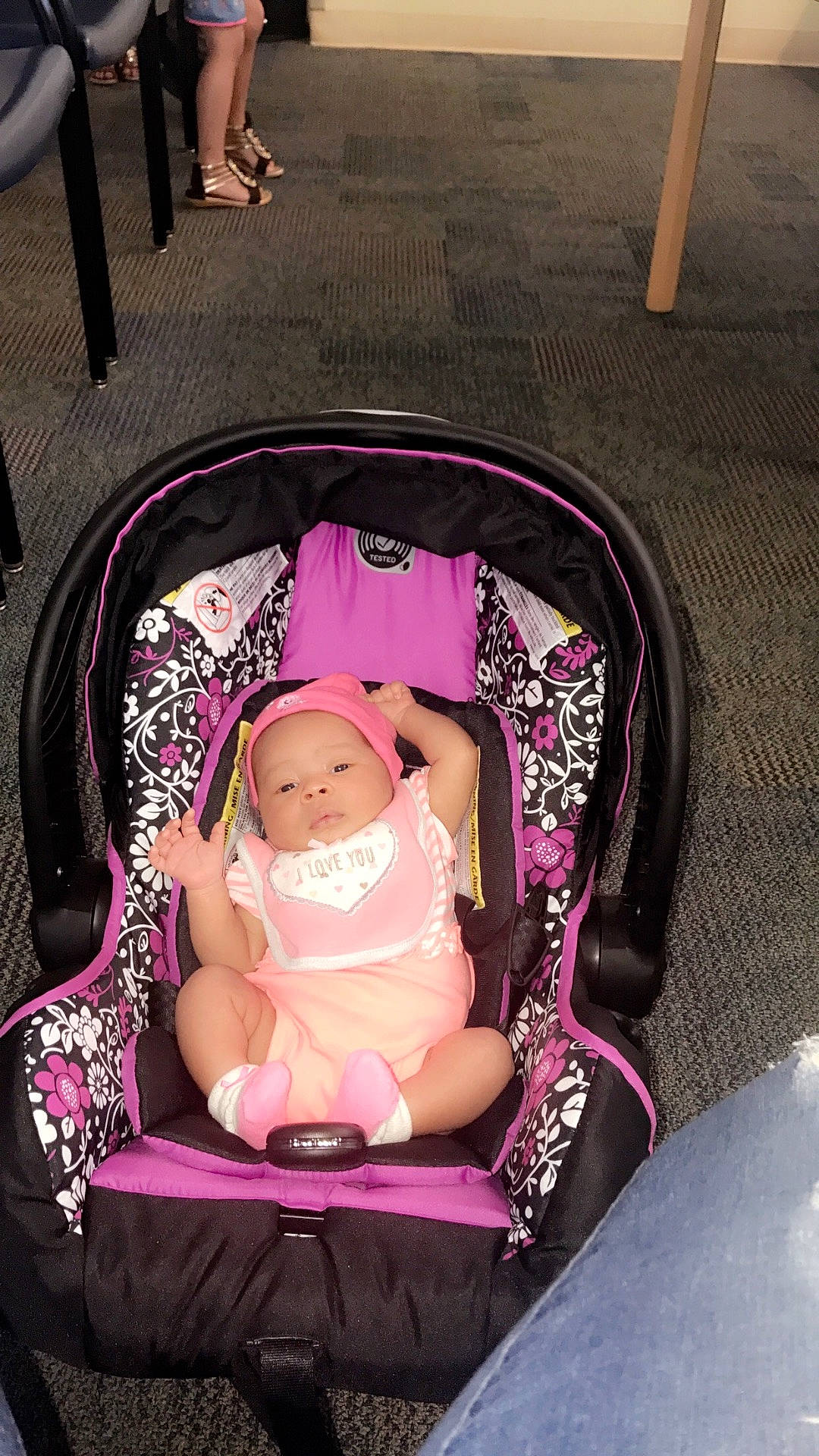 Kiera joined the competition — help win amazing prizes! baby_carriage, baby_products, car, car_seat, child, fun, girl, infant, lap, person, pink, product, purple, sitting, skin, toddler