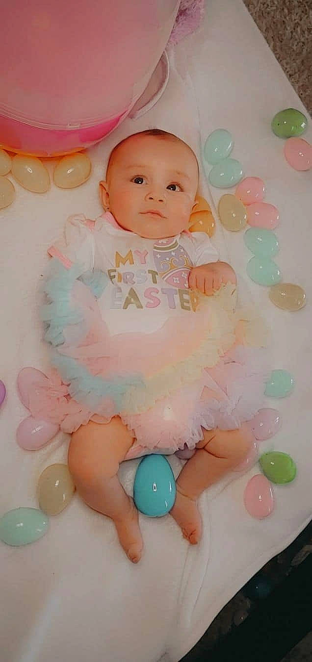 Chevelle joined the competition — help win amazing prizes! aqua, baby, baby_products, baby_toddler_clothing, baby_toys, cheek, child, event, fun, happy, magenta, party_supply, pattern, person, pink, product, skin, textile, toddler, white