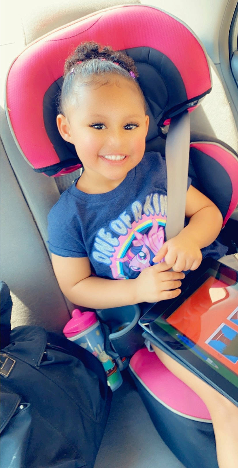 Khalia joined the competition — help win amazing prizes! auto_part, baby_carriage, baby_in_car_seat, car_seat, child, family_car, joy, person, play, product, seat_belt, smile, toddler