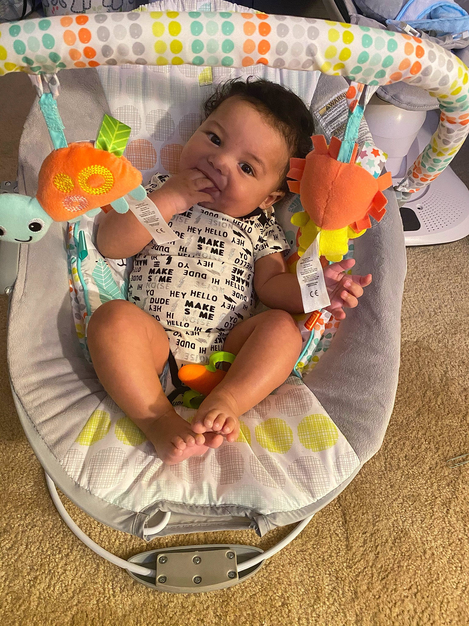 Mateo Davis is registered to the contest to win money with this photo: baby, baby_carriage, baby_products, baby_toddler_clothing, chair, child, circle, comfort, fun, grass, happy, lap, leisure, pattern, person, play, product, recreation, sitting, smile