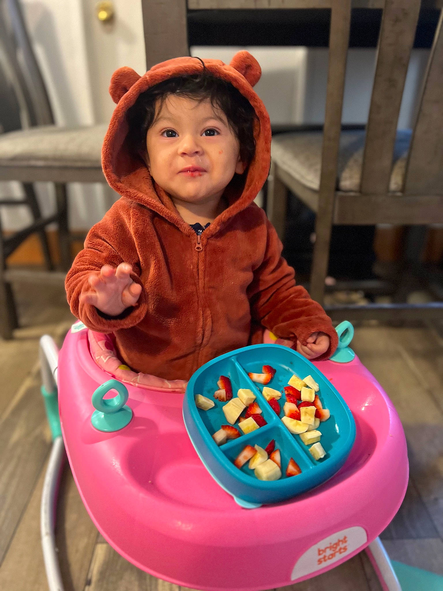 Alaia joined the competition — help win amazing prizes! baby, baby_playing_with_toys, baby_products, baby_toddler_clothing, baby_toys, chair, child, fun, happy, hoodie, jacket, leisure, magenta, person, pink, play, recreation, sitting, sleeve, smile