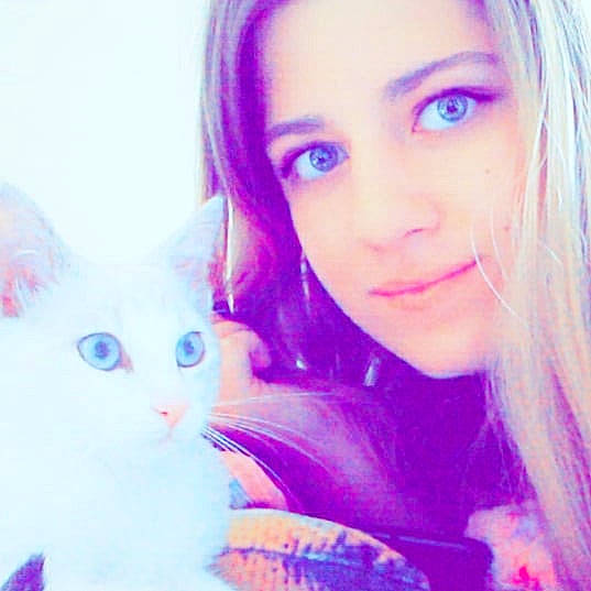 Nesly participe au concours pour gagner de l'argent avec cette photo : beauty, cat, cheek, eye, eyebrow, face, felidae, hair, head, iris, lilac, lip, long_hair, nose, pink, purple, selfie, skin, violet, whiskers