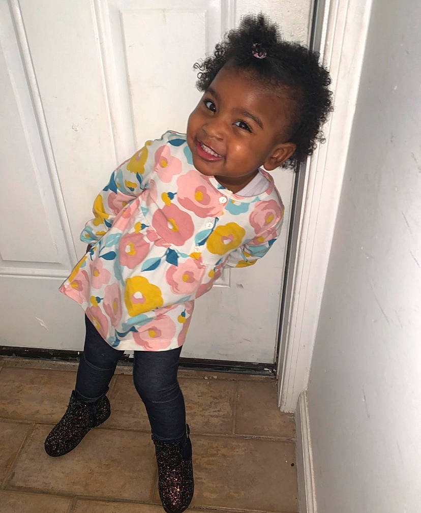 Sidney joined the competition — help win amazing prizes! baby_toddler_clothing, child, joy, knee, outerwear, person, pink, shoe, smile, toddler