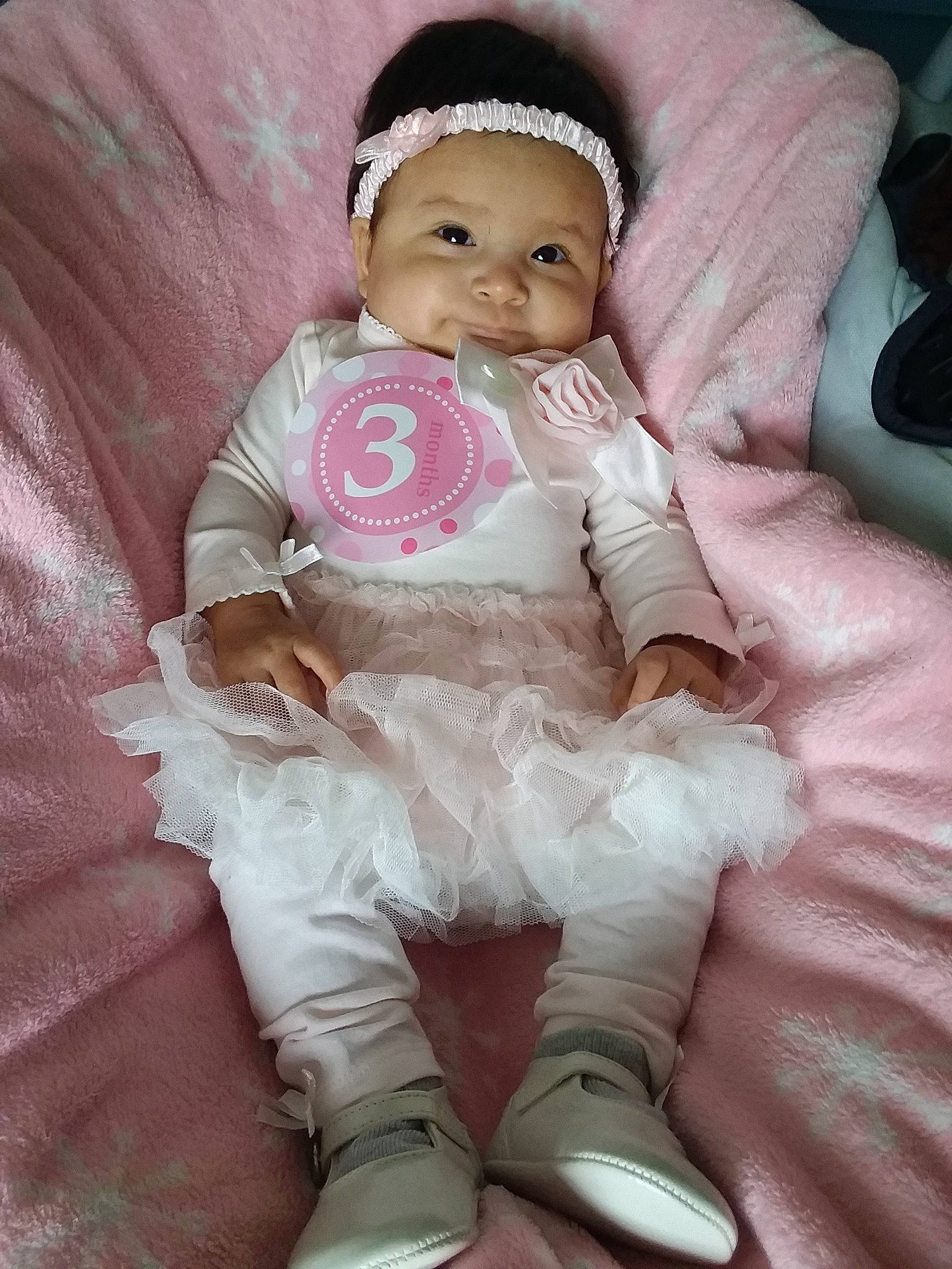 Jayleigh is registered to the contest to win money with this photo: baby, baby_products, baby_toddler_clothing, cheek, child, doll, hair_accessory, head, pink, skin, toddler, toy