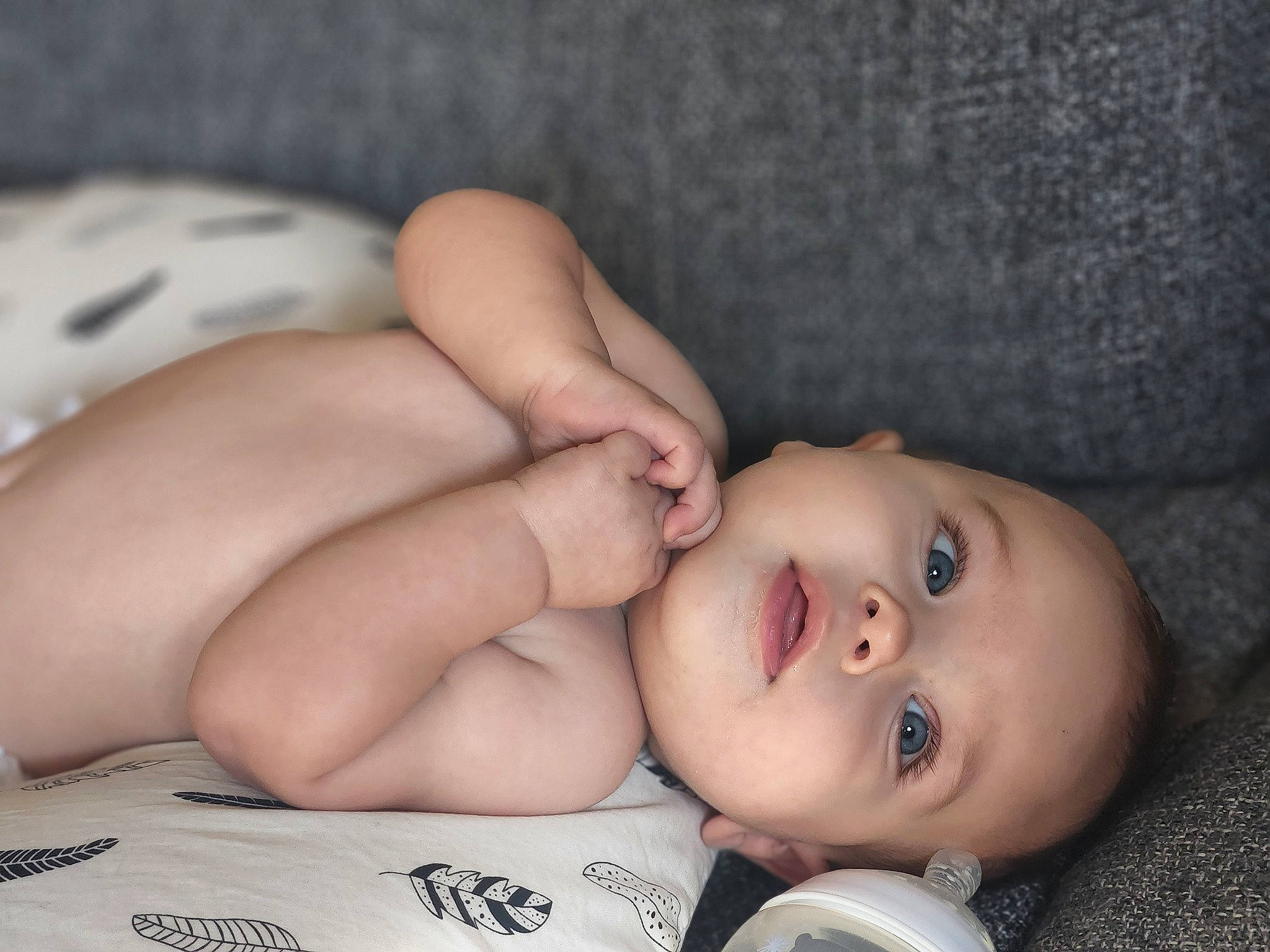 Cillian is registered to the contest to win money with this photo: arm, baby, cheek, chin, comfort, ear, eye, eyebrow, eyelash, face, facial_expression, gesture, hand, head, iris, lip, mammal, mouth, nose, person