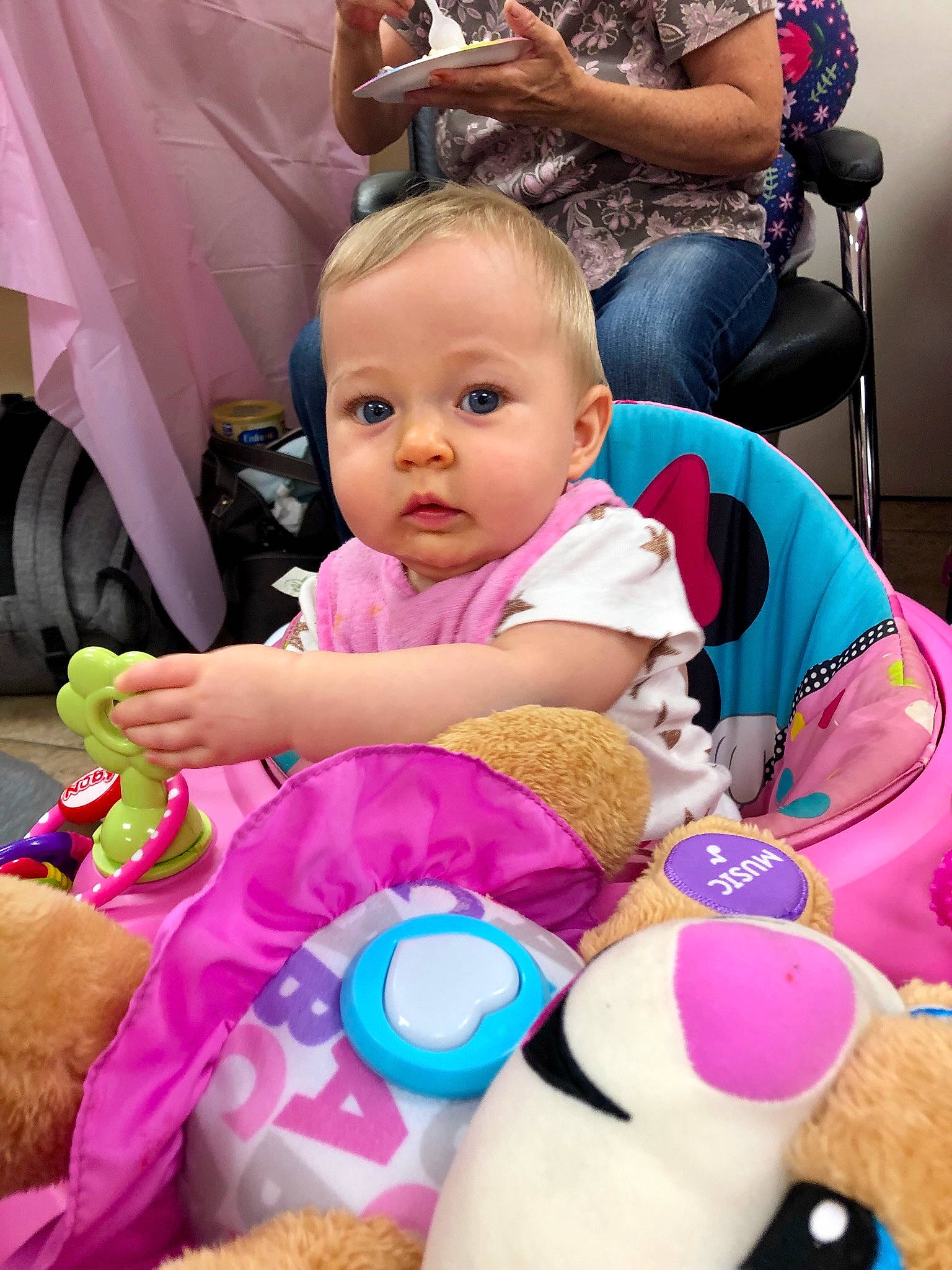 Taylynn joined the competition — help win amazing prizes! baby, baby_products, child, daughter, fun, person, pink, play, product, skin, stuffed_toy, toddler