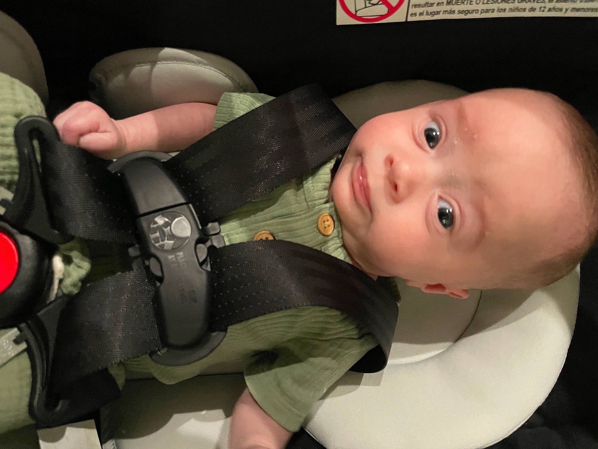 Quinn joined the competition — help win amazing prizes! auto_part, baby, baby_products, baby_safety, baby_toddler_clothing, car_seat, carmine, cheek, child, comfort, finger, flash_photography, gesture, hand, nail, person, personal_protective_equipment, sitting, smile, thumb