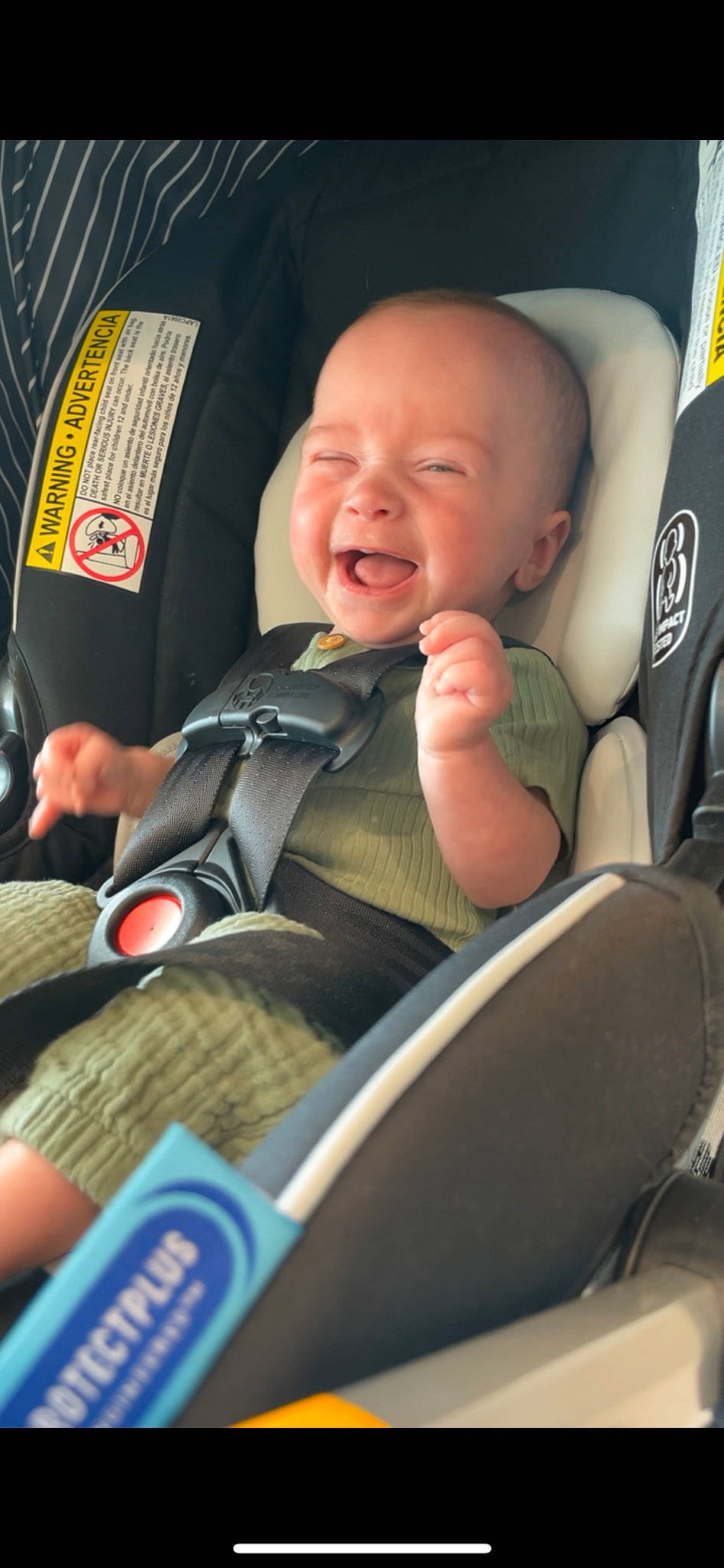 Quinn is registered to the contest to win money with this photo: auto_part, baby, baby_carriage, baby_in_car_seat, baby_products, baby_safety, baby_toddler_clothing, car_seat, carmine, cheek, child, comfort, finger, motor_vehicle, person, product, seat_belt, sitting, smile, thumb