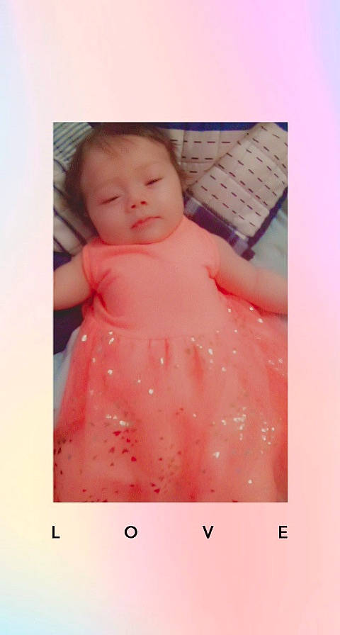 Jayleigh La'Chell Faith Cummings joined the competition — help win amazing prizes! abdomen, arm, baby, baby_products, baby_sleeping, baby_toddler_clothing, cheek, child, comfort, linens, magenta, neck, pattern, peach, person, pink, product, room, skin, sleeve